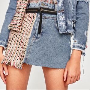 Zara denim tweed mini skirt